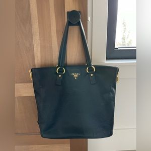 Prada tote/shopper, black leather with gold toned hardware